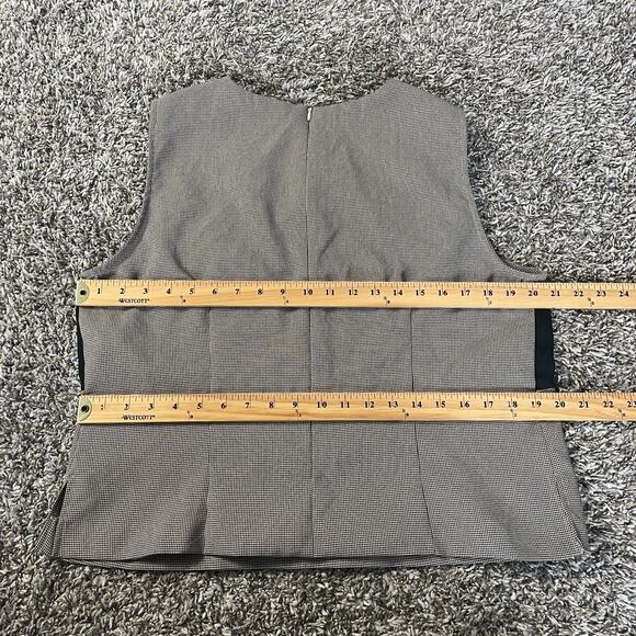 Vintage Tank Top Size 16 Black Cream Striped Minimalist Secretary Chic 90s Y2K - Picture 12 of 13